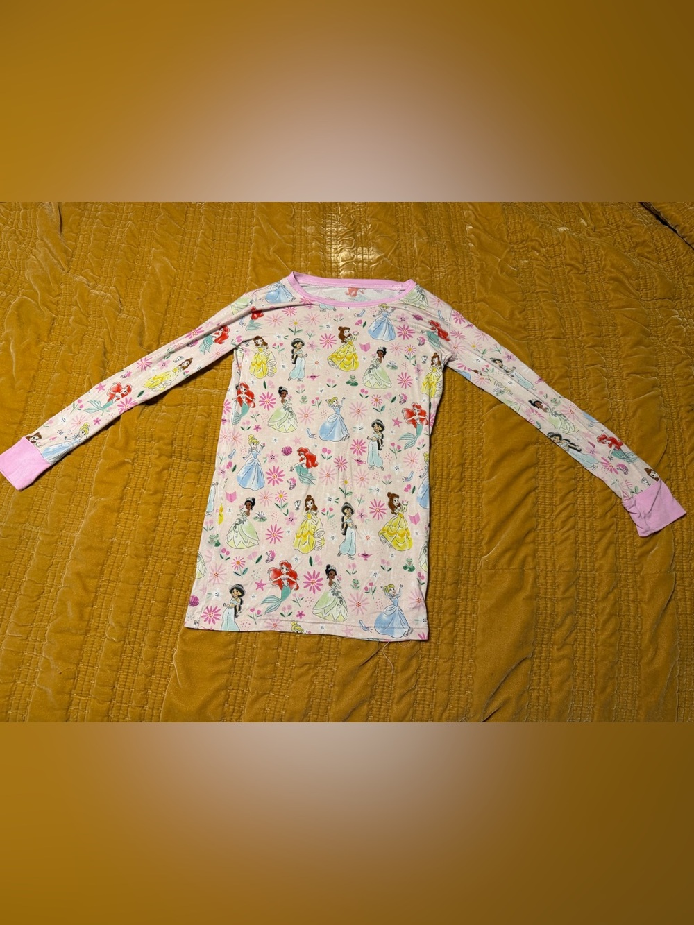 Size 9/10 Little Sleepies Disney Princess Garden Long Sleeve Pajama Top only